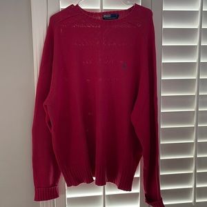 Men’s crewneck, long sleeved, red roof, Lauren polo cuffed sweater large